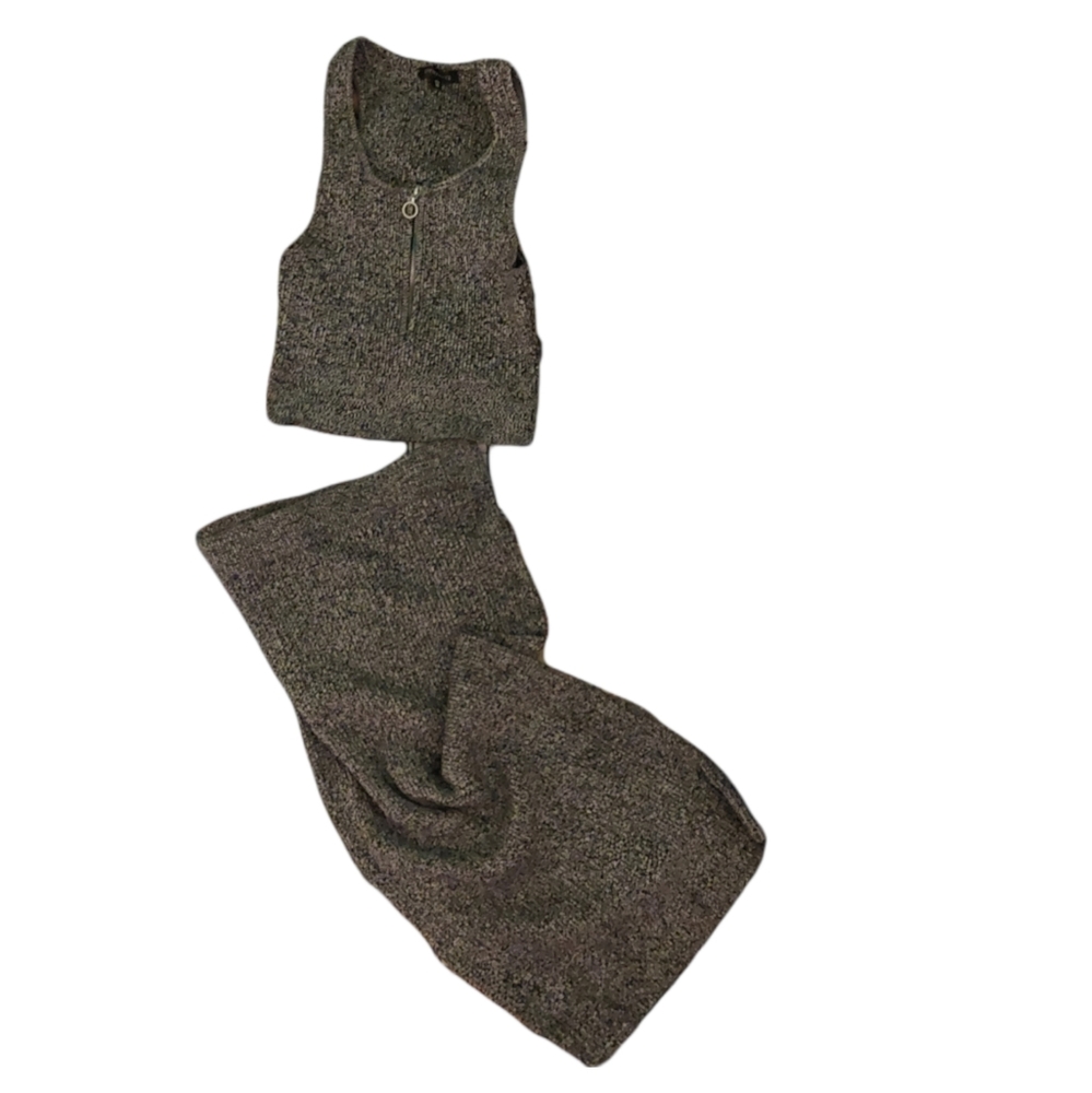 Gray Knit Crop Top with zipper (part of set)